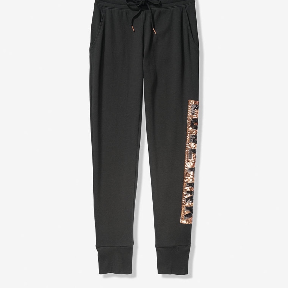Victoria Secret/PINK Black Gold Bling Joggers S